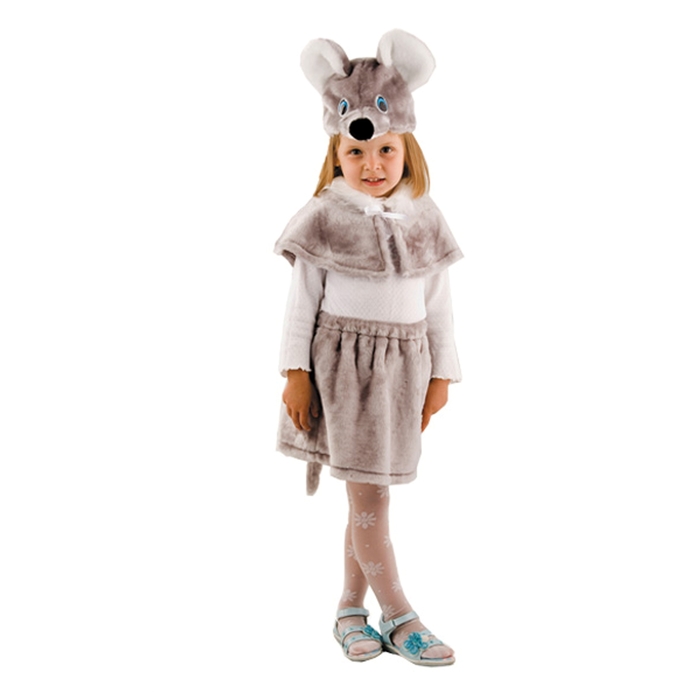 Карнавальный костюм «Мышка» цвет серый, рост 110 см, размер 28 - Фото 1