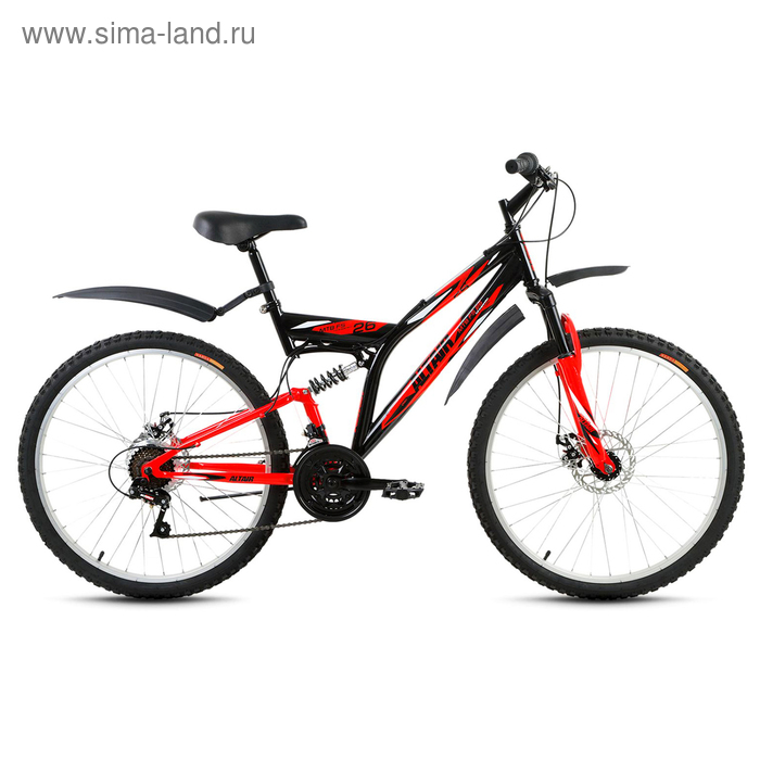 Велосипед 26" Altair MTB FS 26 disc, 2017, цвет чёрный/красный, размер 16"