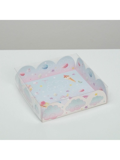 Коробка для печенья, кондитерская упаковка с пластиковой крышкой, «Побалуй себя», 10.5 х 10.5 х 3 см