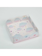 Коробка для печенья, кондитерская упаковка с пластиковой крышкой, «Побалуй себя», 10.5 х 10.5 х 3 см - Фото 3