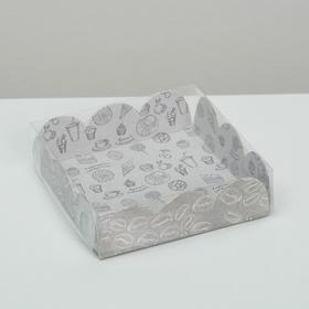 Коробка для кондитерских изделий с PVC-крышкой «Вкусности», 10,5 × 10,5 × 3 см
