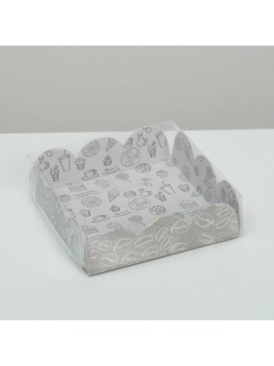 Коробка для печенья, кондитерская упаковка с PVC крышкой, «Вкусности», 10.5 х 10.5 х 3 см