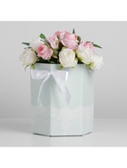 Коробка подарочная складная шестигранник «Мятное кружево», 17 х 14,8 х 19,5 см - Фото 2