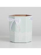 Коробка подарочная складная шестигранник «Мятное кружево», 17 х 14,8 х 19,5 см - Фото 1