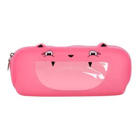 Пенал школьный, на молнии силиконовый «Котик», розовый 2879114