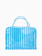 Косметичка - сумка на молнии для бассейна, с ручками, в полоску, голубая - Фото 4