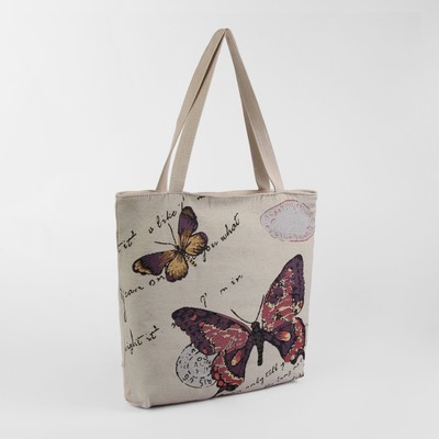 Сумка пляжная, отдел на молнии, с подкладом, цвет бежевый