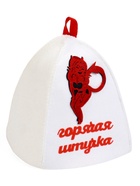 Шапка для бани и сауны, с вышивкой «Горячая штучка», полиэфир, белая - Фото 6