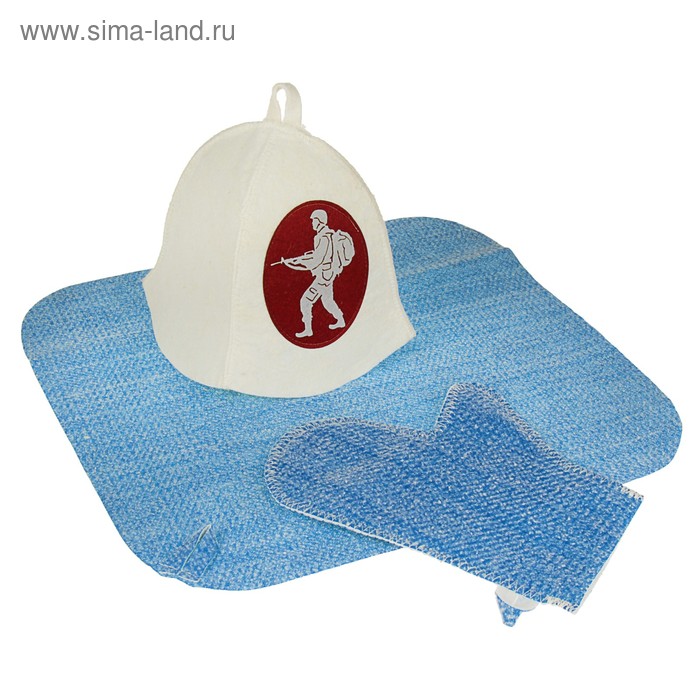 Набор банный "Я - Солдат" (шапка, коврик, рукавица), мужской - Фото 1