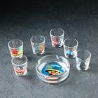 Набор подарочный «Крепкие напитки», стеклянный, 7 предметов: стопка 70 мл, пепельница - фото 20789166