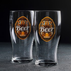 Набор бокалов для пива «Пейте пиво», стеклянный, 500 мл, 2 шт, рисунок микс