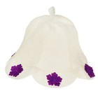 Шапка банная женская "Азалия" с аппликацией, белая - Фото 1