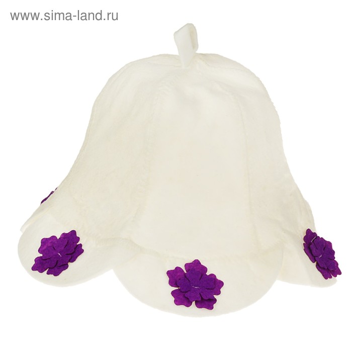 Шапка банная женская "Азалия" с аппликацией, белая - Фото 1