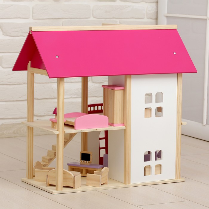 Кукольный домик "Розовое волшебство", с мебелью - фото 1890730200