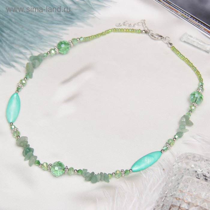 Колье перламутр с крошкой через хрусталик «Нефрит», 45 см - Фото 1