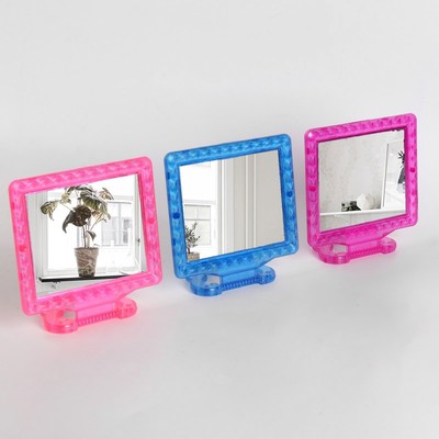Зеркало настольное - подвесное, с рамкой под фотографию, зеркальная поверхность 11 × 9 см, цвет МИКС