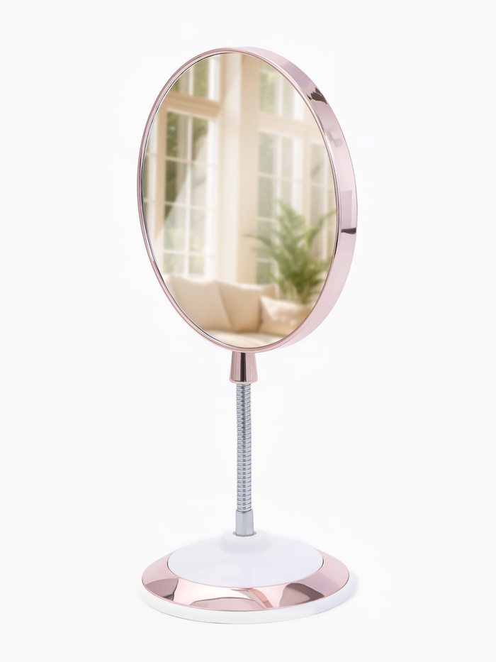 Зеркало настольное, круглое, на гибкой ножке, 16×29.5 см, (d=15.5 см), цвет медный - Фото 1