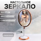 Зеркало настольное, с увеличением х2, двустороннее, на гибкой ножке, 14.5×30.5 см, (14×17 см), цвет медный - Фото 1