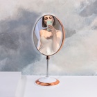 Зеркало на гибкой ножке «Овал», двустороннее, с увеличением, зеркальная поверхность 14,5 × 17,5 см, цвет медный/белый - фото 9380467
