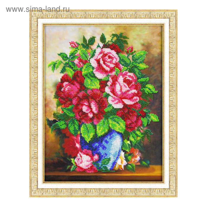 Набор для вышивания бисером Паутинка «Ваза с розами» - Фото 1