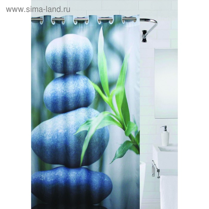 Штора для ванной Stones grey 180х200 Большие кольца - Фото 1