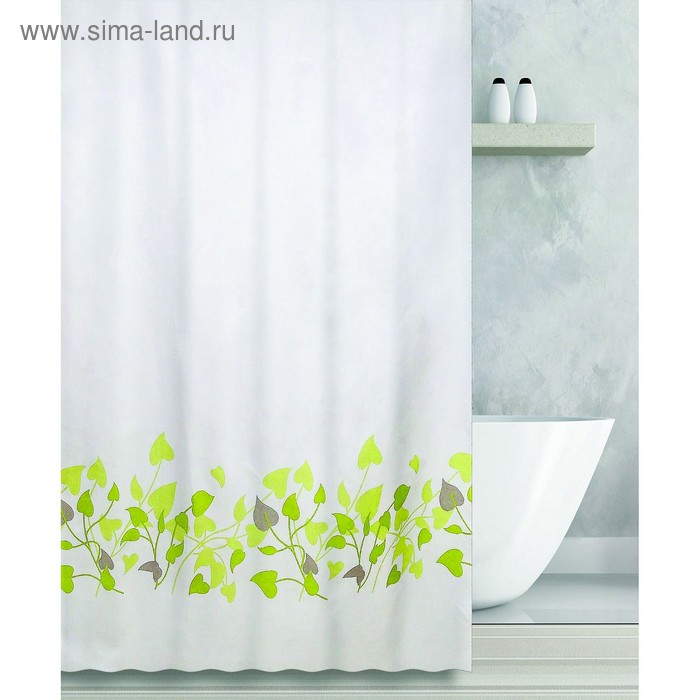 Штора для ванной FOREST ROAD 180х180, цвет белый-зеленый - Фото 1
