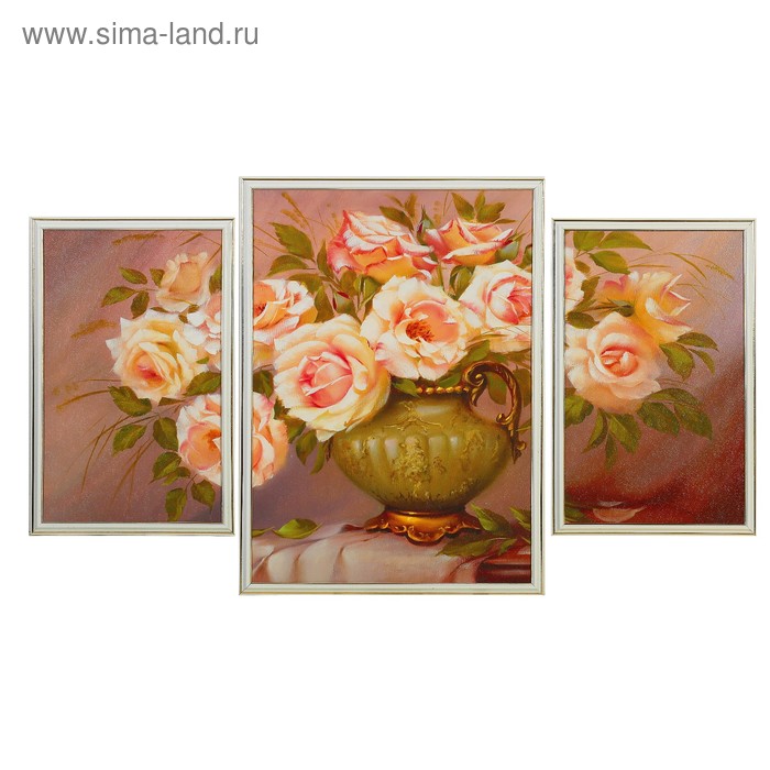 Модульная картина "Нежные розы" 2-28*45, 43*60,   60*100 см - Фото 1