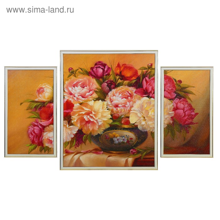 Модульная картина "Цветы в вазе" 2-25*45, 49*60,   60*100 см - Фото 1