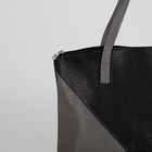 Сумка женская, отдел на молнии, наружный карман, цвет чёрный/серый - Фото 4