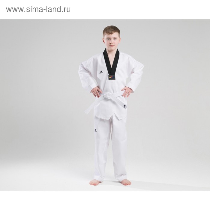 Добок для тхэквондо WTF Adi-start, размер 130 см, цвет белый с черным воротником - Фото 1