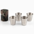 Набор стопок Мастер К, 23 Февраля, 70 мл, 5.7×5.2 см, 4 шт., чехол, нержавеющая сталь, хаки - Фото 1