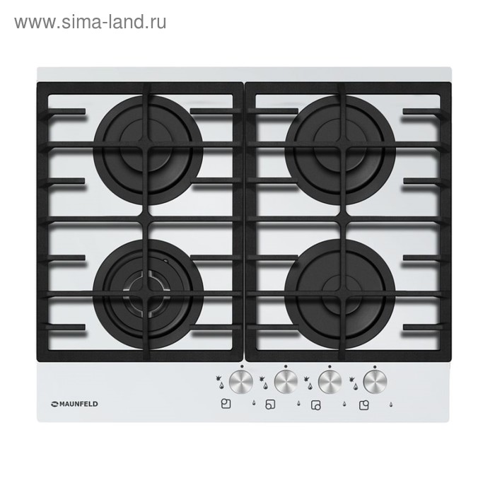 Варочная поверхность Maunfeld MGHG.64.17W, газовая, 4 конфорки, белое стекло - Фото 1