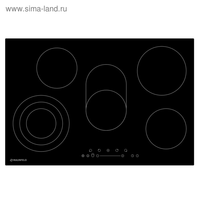 Варочная поверхность Maunfeld EVCE.775.SM.T-BK, электрическая, 5 конфорок, сенсор, черное стекло - Фото 1