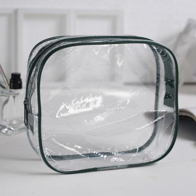 Косметичка ПВХ, отдел на молнии, цвет зелёный