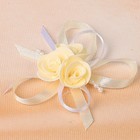 Набор бантов свадебных для декора «С тройным цветочком», D=7 см, 2 шт, бежевый - Фото 3