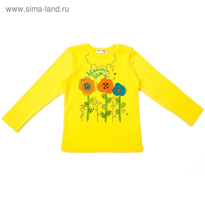 Джемпер для девочки, рост 86 см, цвет жёлтый, принт цветы 27016_М - Фото 1
