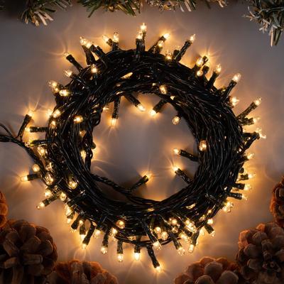 УЦЕНКА Гирлянда «Нить», 7 м, IP20, 180 LED, 220 В, 8 режимов, тёмная нить, свечение тёплое белое