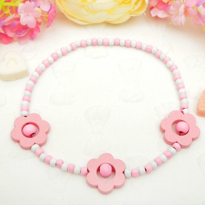 Бусы детские "Выбражулька" ромашки с бусинами, цвет бело-розовый