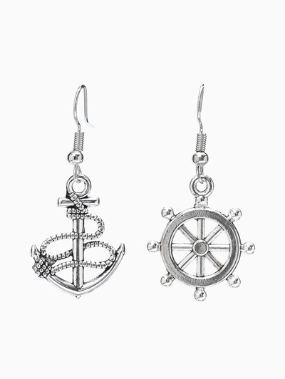 Серьги металл «Морячка», цвет чернёное серебро
