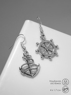 Серьги металл «Морячка», цвет чернёное серебро - Фото 7