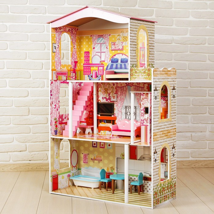 Кукольный дом «Яркий интерьер», с мебелью - фото 1884827815