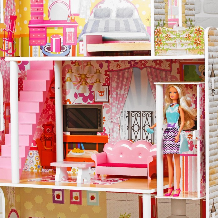 Кукольный дом «Яркий интерьер», с мебелью - фото 1884827817