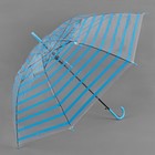 Зонт полуавтоматический «Полоска», 8 спиц, R = 46 см, цвет голубой - Фото 1