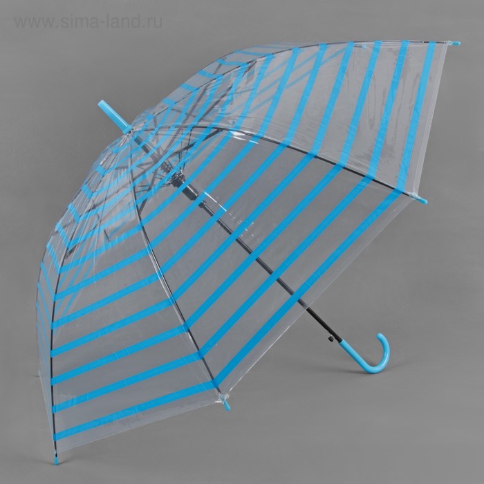 Зонт полуавтоматический «Полоска», 8 спиц, R = 46 см, цвет голубой
