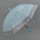 Зонт - трость полуавтоматический «Кружево», 8 спиц, R = 46 см, цвет голубой - Фото 1