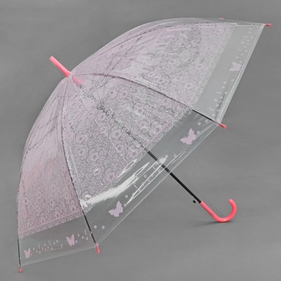 Зонт - трость полуавтоматический «Кружево», 8 спиц, R = 46 см, цвет розовый