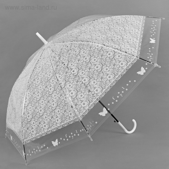Зонт - трость полуавтоматический «Кружево», 8 спиц, R = 46 см, цвет белый - Фото 1