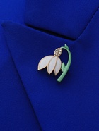 Брошь «Цветок подснежник», белый, зелёная в золоте 2738662