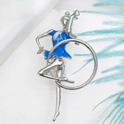 Брошь «Гимнастка с обручем», цвет голубой в серебре - Фото 3