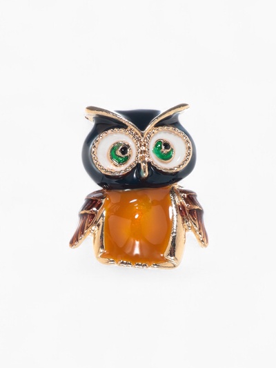 Брошь «Сова» мультяшная, цветная в золоте